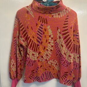 Fate Pink and Orange Patterned Cowl Neck Sweater